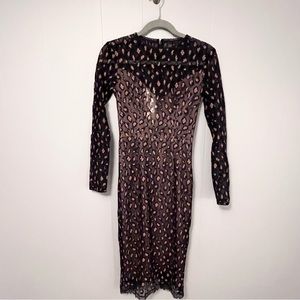 Dress the population Kay Lace Sheath Cocktail dress Sz.XXS black and tan new